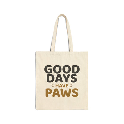 Good Days Have Paws Canvas Tote for Dog Lovers