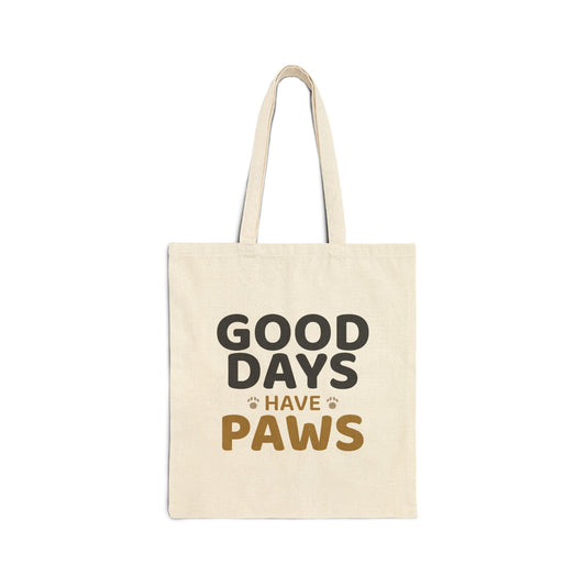 Good Days Have Paws Tote Bag - Beige and Black