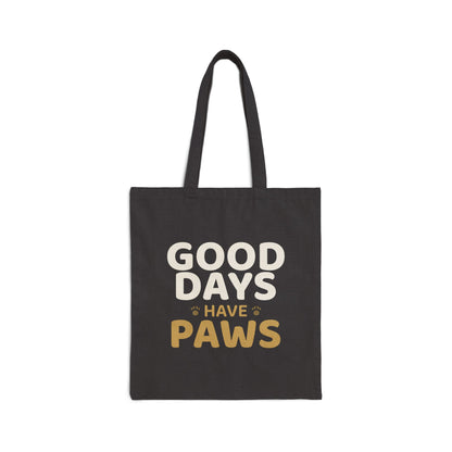 Good Days Have Paws Tote Bag - Beige and Black