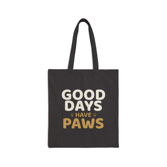 Good Days Have Paws Tote Bag - Beige and Black