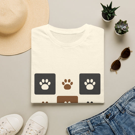 Unique Paw Print T-Shirt, Organic Cotton Dog Lover Tee - Natural