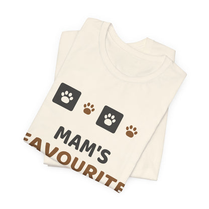 Unique Paw Print T-Shirt, Mam's Favourite Child - Natural