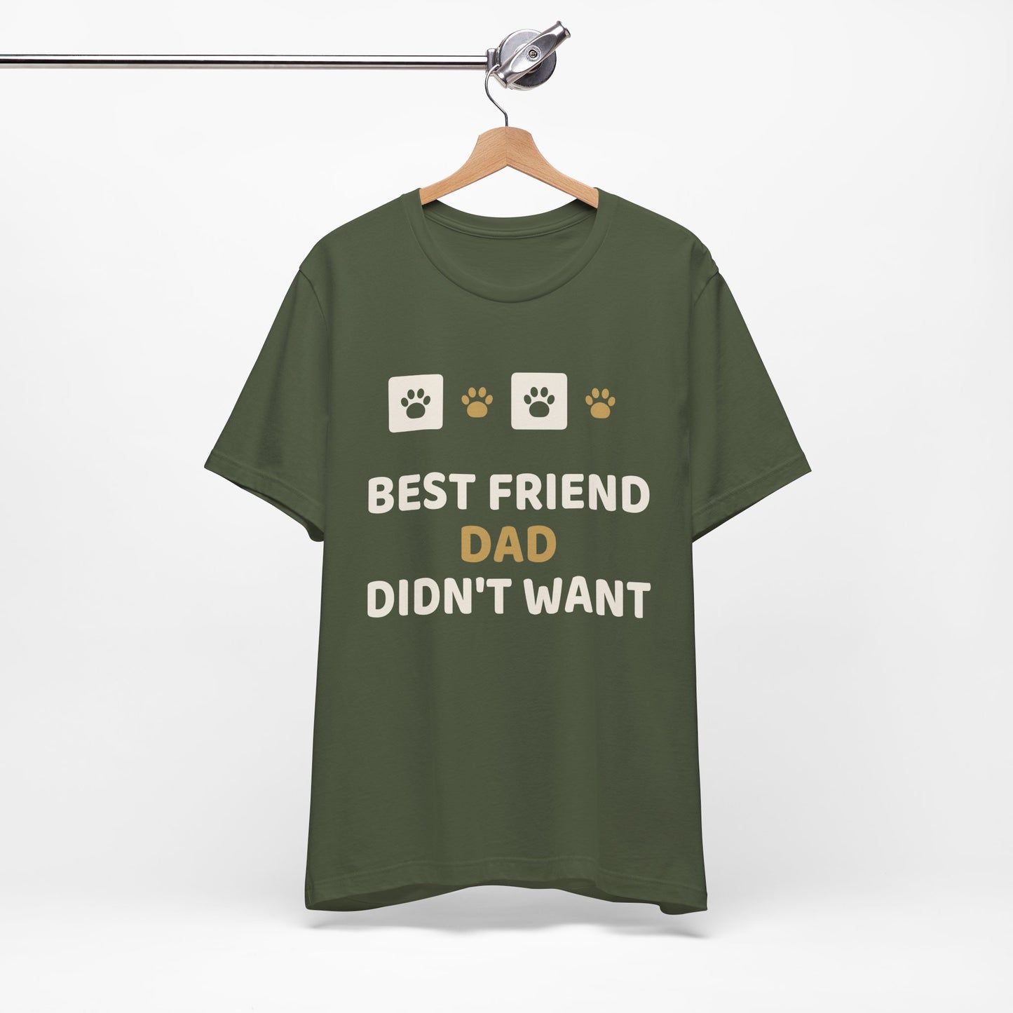 Unique Paw Print T-Shirt, Best Friend Dad Didn't Want - Black and Khaki