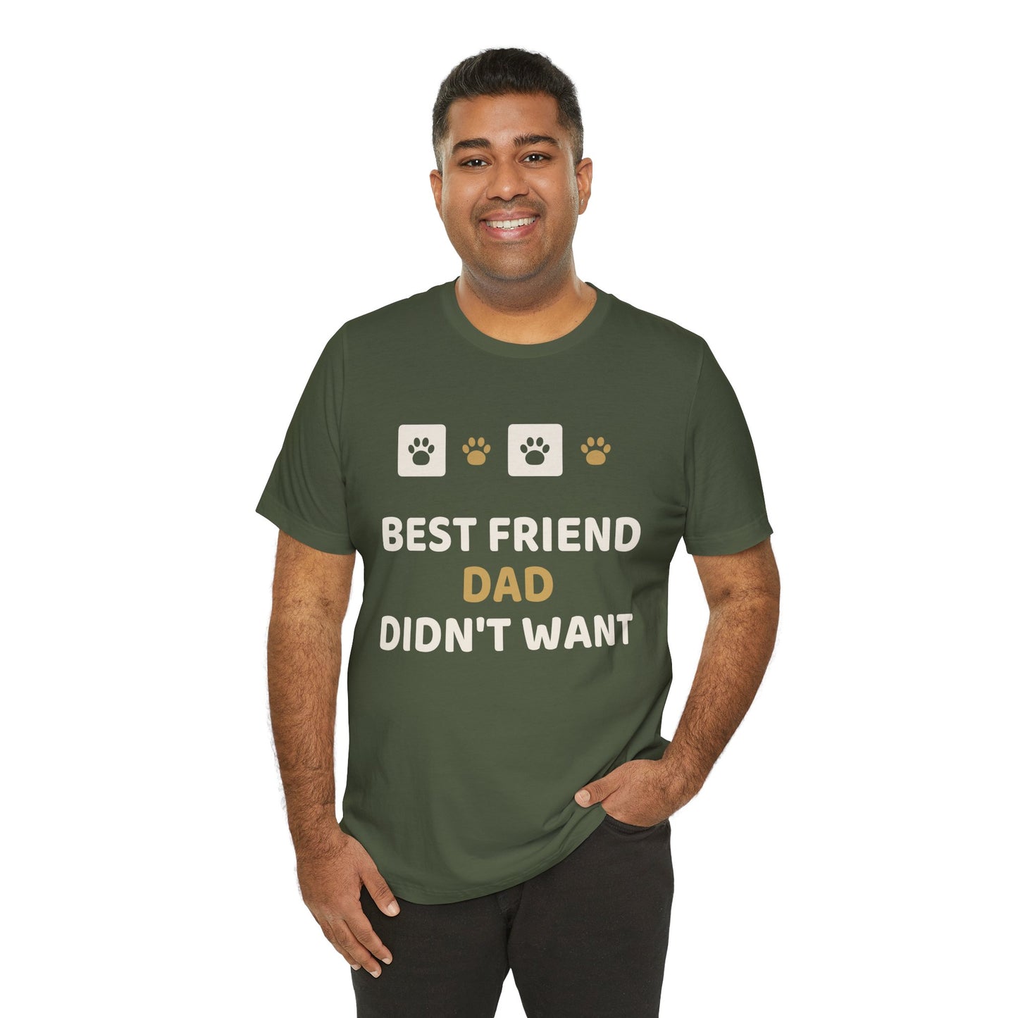 Unique Paw Print T-Shirt, Best Friend Dad Didn't Want - Black and Khaki
