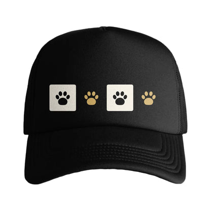 Paw Print Trucker Cap,  Dog Lover Hat - Black and Green