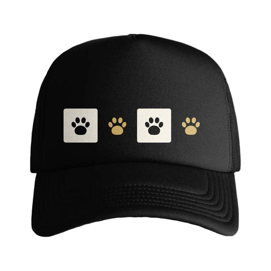 Paw Print Trucker Cap,  Dog Lover Hat - Black and Green