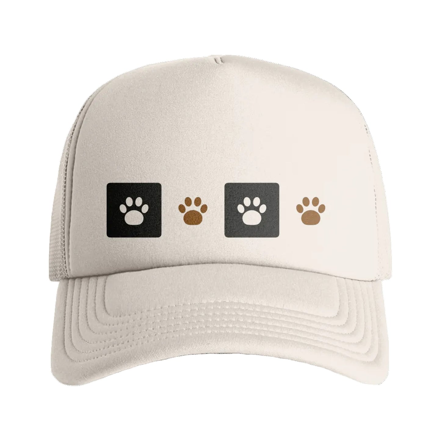 Paw Print Trucker Cap,  Dog Lover Hat - Natural