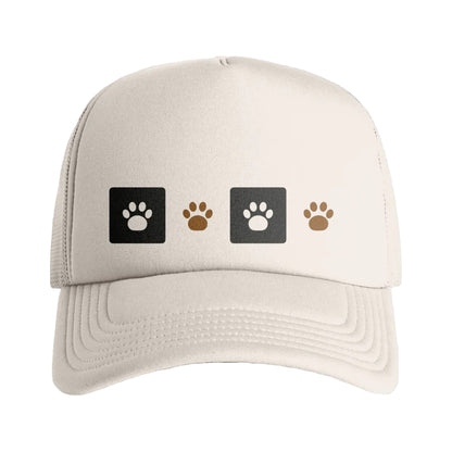 Paw Print Trucker Cap,  Dog Lover Hat - Natural