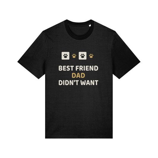 Unique Paw Print T-Shirt, Best Friend Dad Didn't Want - Black and Khaki