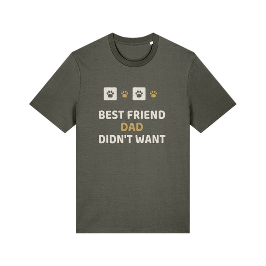 Unique Paw Print T-Shirt, Best Friend Dad Didn't Want - Black and Khaki