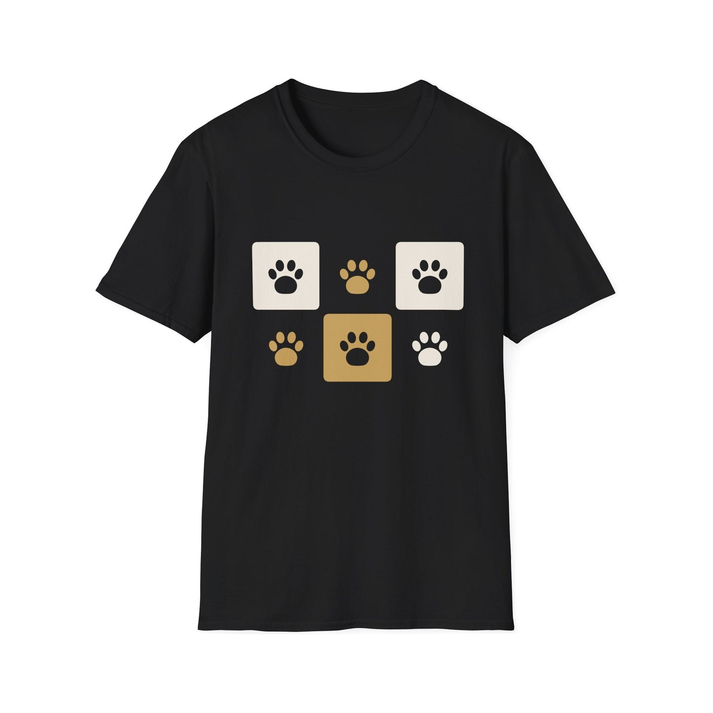 Unique Paw Print T-Shirt, Organic Cotton Dog Lover Tee - Black and Khaki