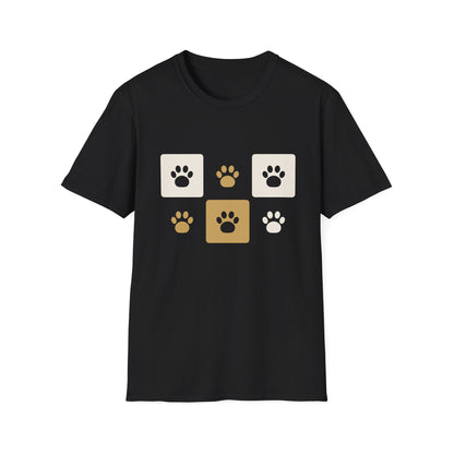 Unique Paw Print T-Shirt, Organic Cotton Dog Lover Tee - Black and Khaki