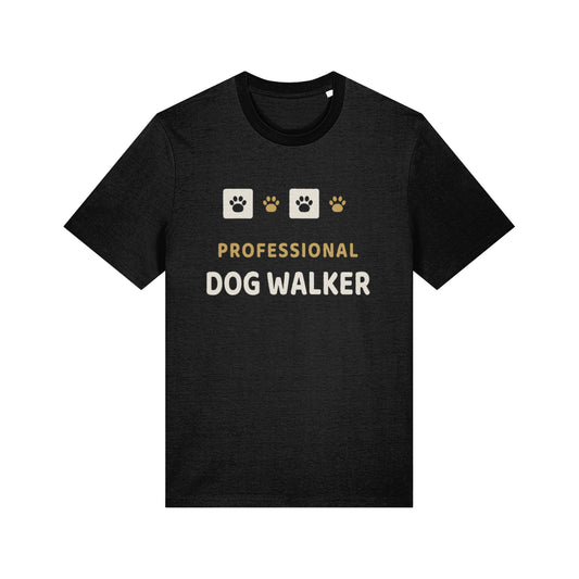 Unique Paw Print T-Shirt, Professional Dog Walker - Black and Khaki