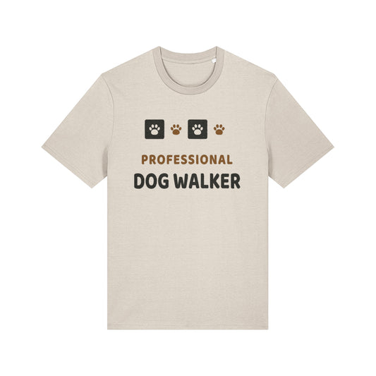 Unique Paw Print T-Shirt, Professional Dog Walker - Natural