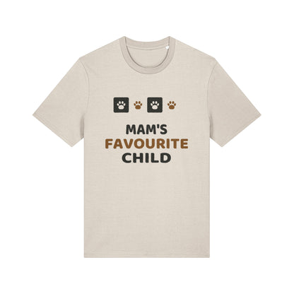 Unique Paw Print T-Shirt, Mam's Favourite Child - Natural